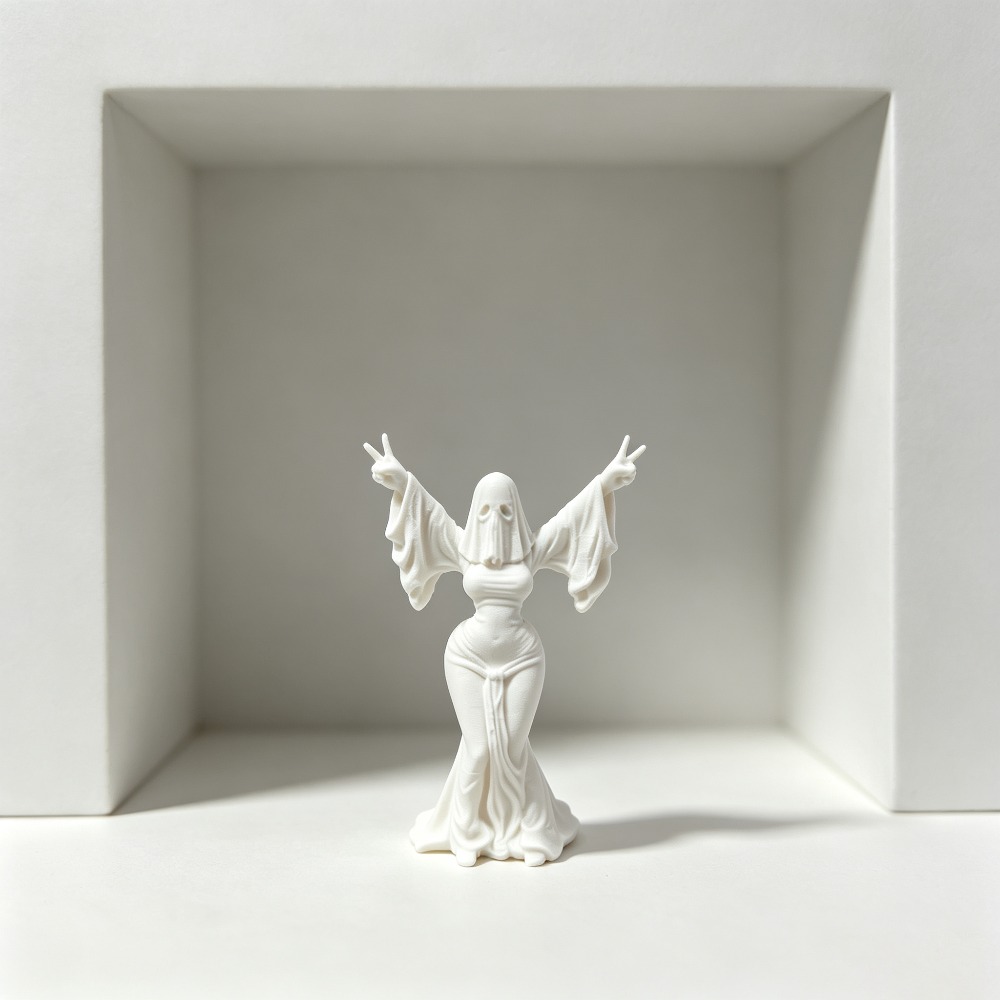 Vintage Collectible Christmas Ornaments - 1/2 Zestaw Biała Figurka Ducha Pani