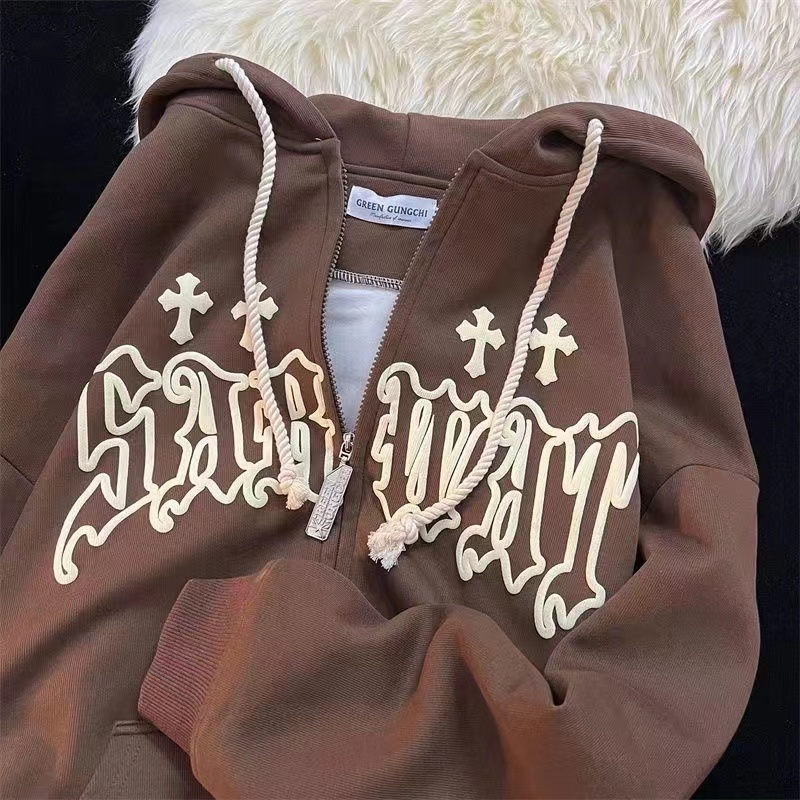 Vintage Zip Hoodie - Kobiety w stylu Vintage bluzy z