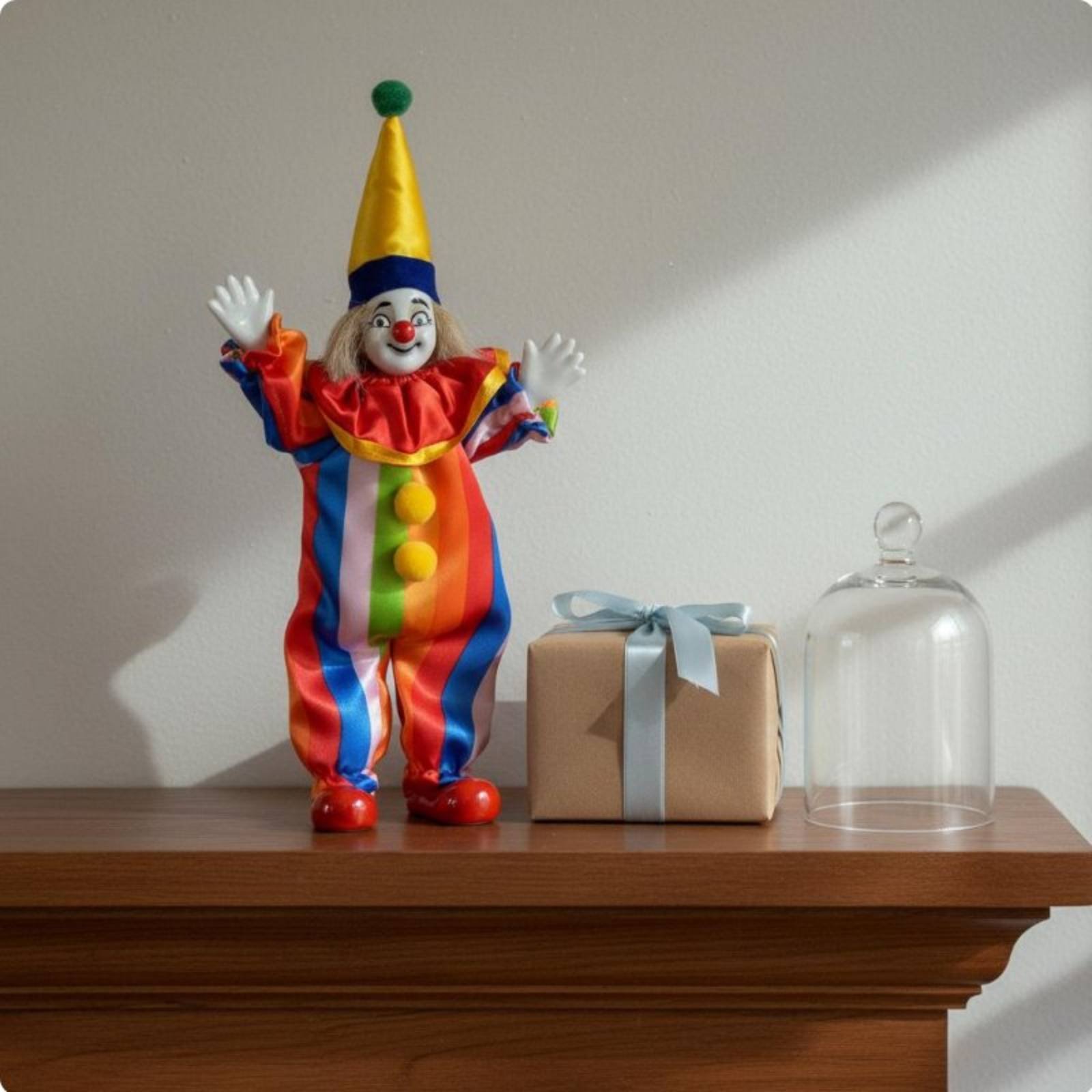 Vintage Collectible Dolls - Vintage'owa porcelanowa lalka klaun, wyjątkowy prezent,