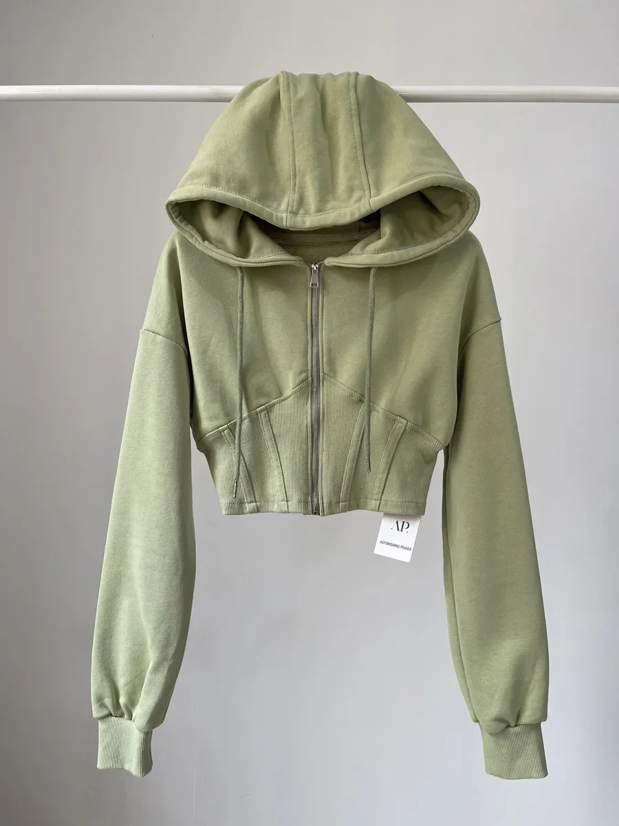 Krótkie bluzki modne bluzy dam – Vintage Zip Hoodie recenzja i cena