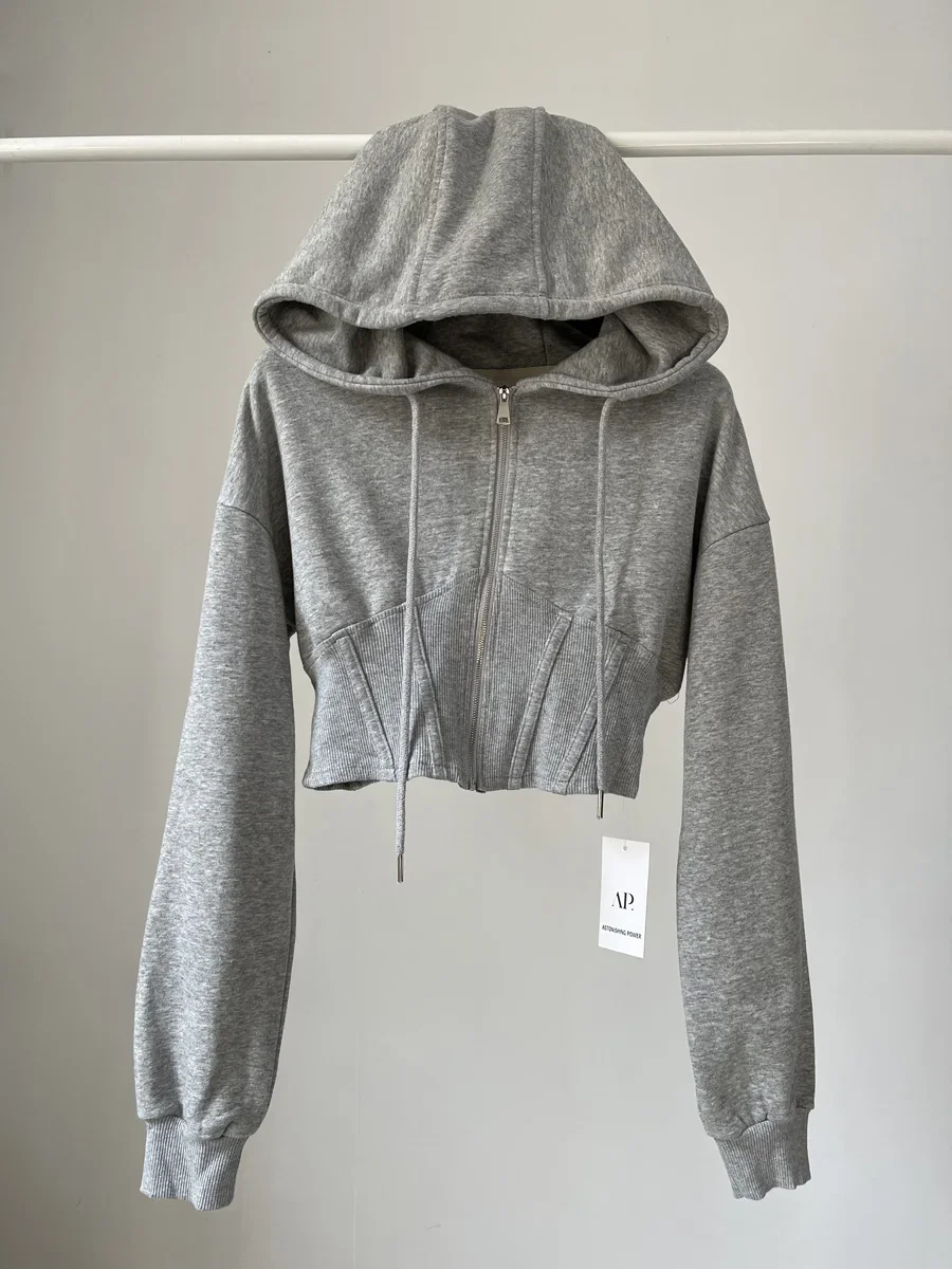 Krótkie bluzki modne bluzy dam – Vintage Zip Hoodie recenzja i cena