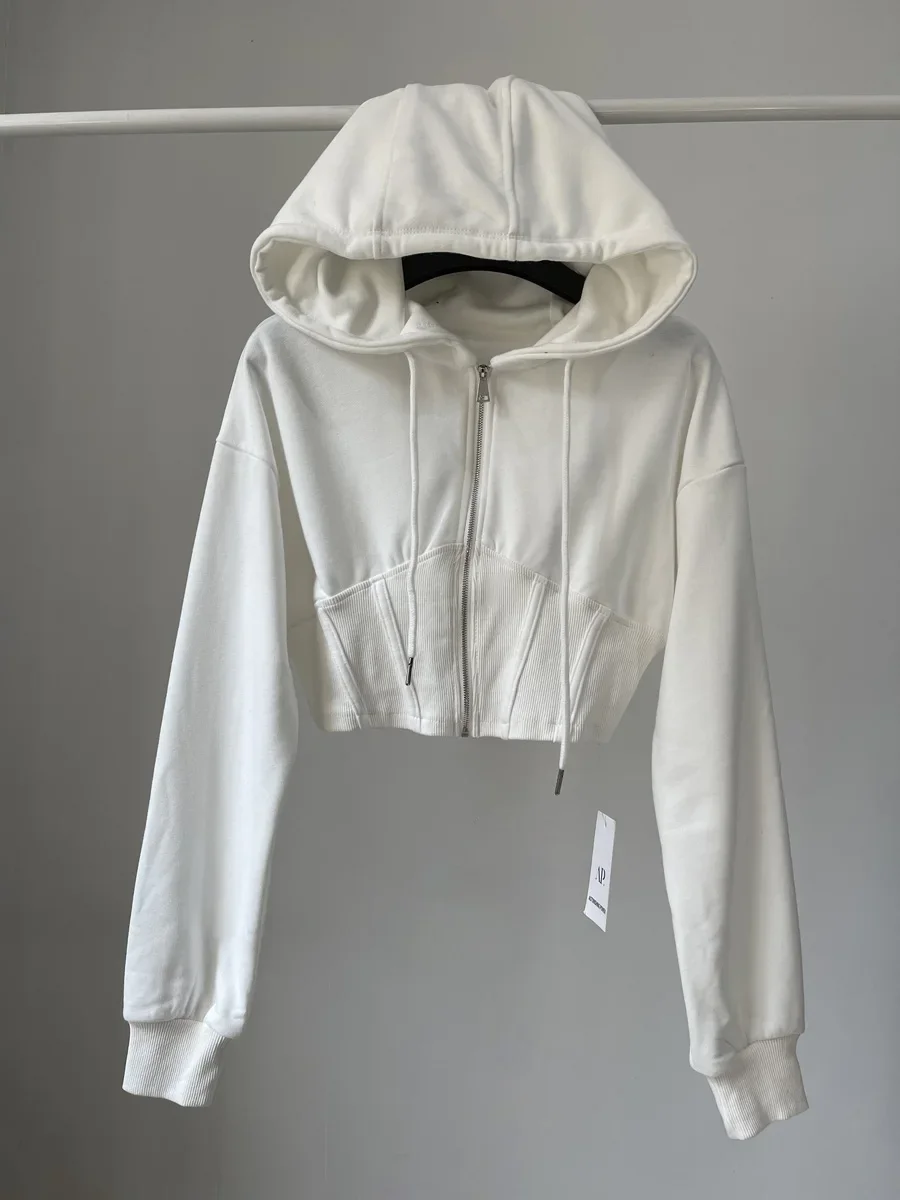 Krótkie bluzki modne bluzy dam – Vintage Zip Hoodie recenzja i cena